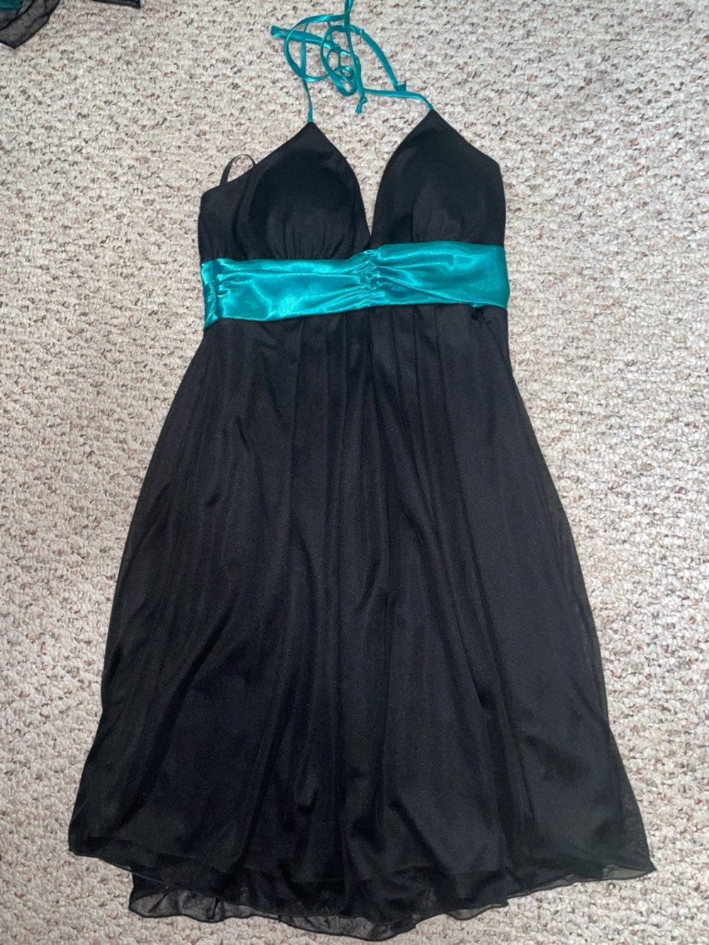 BCX Black Dress with Teal Accent